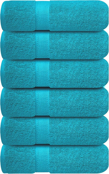 Infinitee Xclusives Teal Hand Towels for Bathroom - Set of 6 (16x28 inches) 600 GSM, 100% Cotton Ultra Soft, Quick Drying, Hotel Quality Hand Towel Set (Serene Teal)