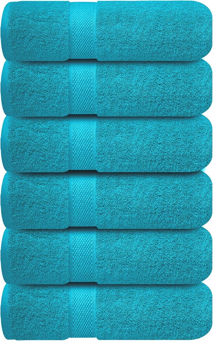 Infinitee Xclusives Teal Hand Towels for Bathroom - Set of 6 (16x28 inches) 600 GSM, 100% Cotton Ultra Soft, Quick Drying, Hotel Quality Hand Towel Set (Serene Teal)