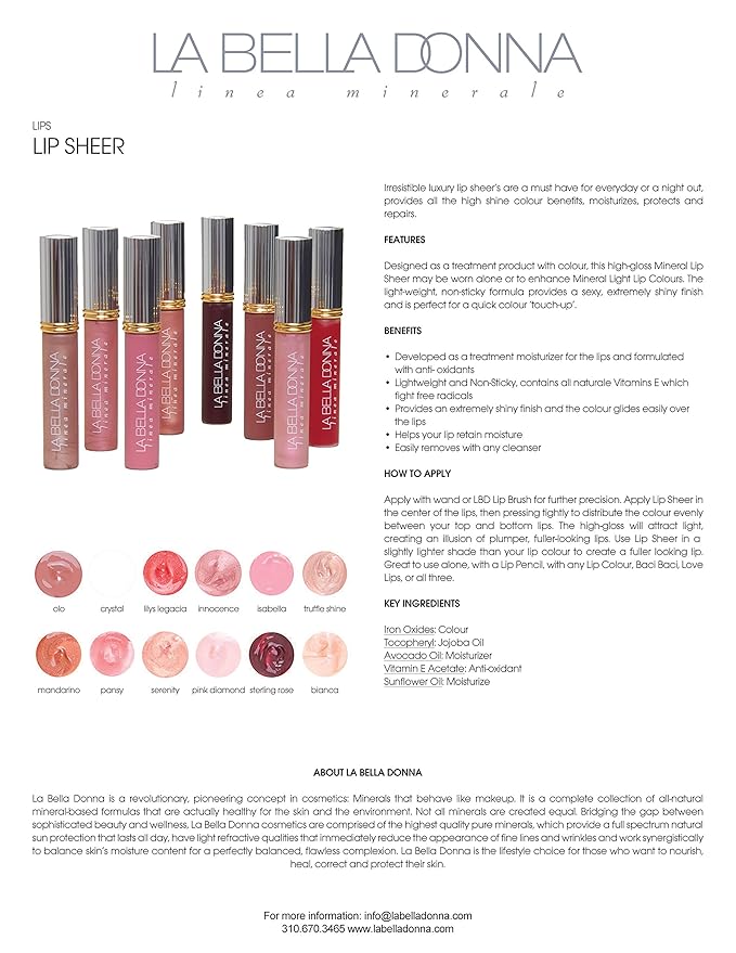 La Bella Donna High Gloss Mineral Lip Sheer Lip Gloss - Sterling Rose