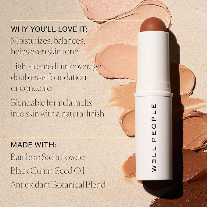 Well People Supernatural Complexion Stick Foundation + Concealer, Buildable, Light-to-Medium Coverage, Soft Matte Finish, Lightweight + Hydrating, Multi-Use, Vegan & Cruelty-Free, 40 Deep Neutral