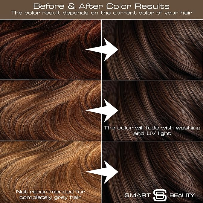 Smart Beauty Espresso Brown Hair Dye Permanent with Plex Anti-Breakage Technology that Protects Rebuilds Restores Hair Structure, Permanent Hair Colour, Brown Hair Dye, Vegan, Cruelty Free