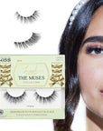 KISS Lash Couture The Muses Collection False Eyelashes - Legacy, Black, Rounded, Doe-Eyed, Refined Faux Silk, Contact Lens Friendly, Pliable Band, Comfortable, Reusable, Cruelty Free, Vegan | 1 Pair