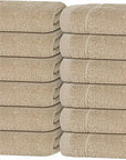 Tens Towels Pack of 12 Washcloths, 12 x 12 Inches, Lighter Weight, Quick to Dry, Super Soft & Absorbent, Gentle Face Towels, Hotel Quality, Perfect for Bathroom, Gym, Spa (Beige, 12 Pack)