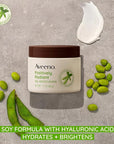 Aveeno Positively Radiant Daily Gel Facial Moisturizer with Hyaluronic Acid & Tone-Correcting Soy, Hydrating & Brightening Gel Face Cream Evens Skin Tone & Texture, Hypoallergenic, 1.7 oz