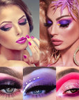 Purple Pink Glitter Eyeshadow Palette - 12 Color Shimmer High Pigmented Powder Lasting Waterproof Colorful Eyeshadow Palette for Girl Women