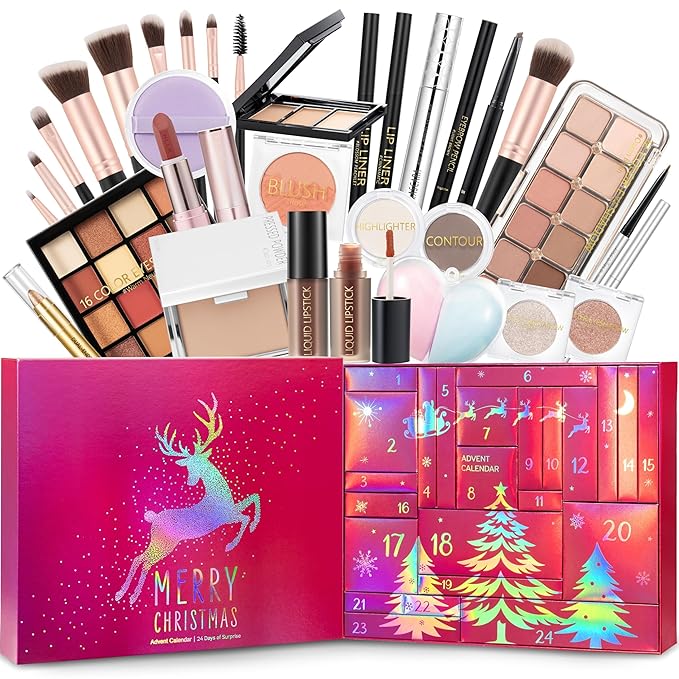 Makeup Advent Calendar 2025, 24 Days Advent Beauty Calendar for Adults Women Teen Girl Gifts Trendy Stuff Christmas Countdown Calendars Holiday Surprise Gift for Mom Wife Girlfriend Friends Her Sister