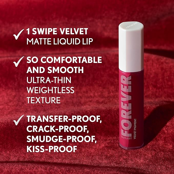 COVERGIRL Outlast Forever Velvet Pigment, 100 Roseland, Matte Lipstick, Vegan Formula, Easy to Use, Glides on Effortlessly, Long-Lasting, Perfect Color, 0.30oz