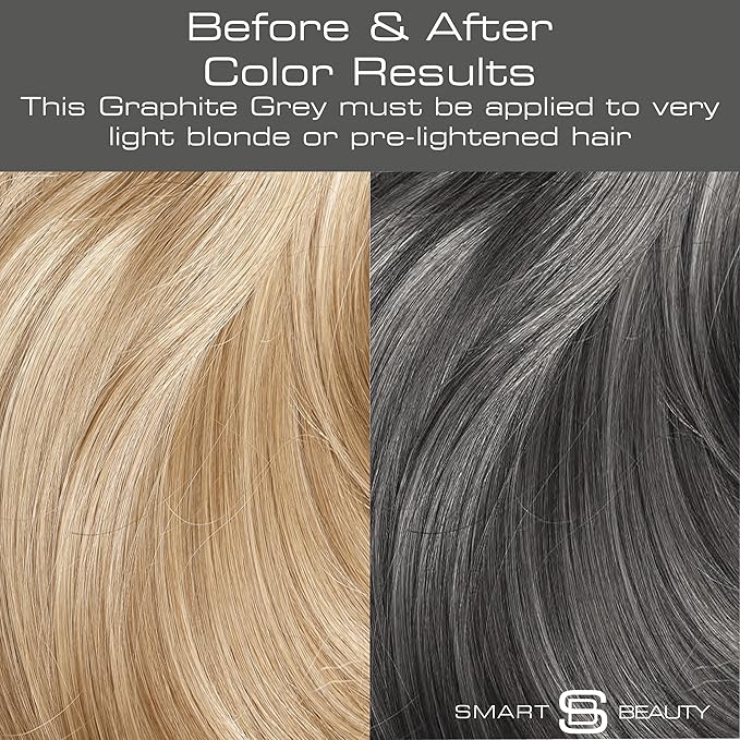 Metallic Graphite Gray Hair Dye Demi-Permanent, Grey Toner for Bleached Hair, Anti-Breakage Plex Hair Care, Vegan & Cruelty-Free, 100% Gray Coverage, Silver Hair Color by Smart Beauty