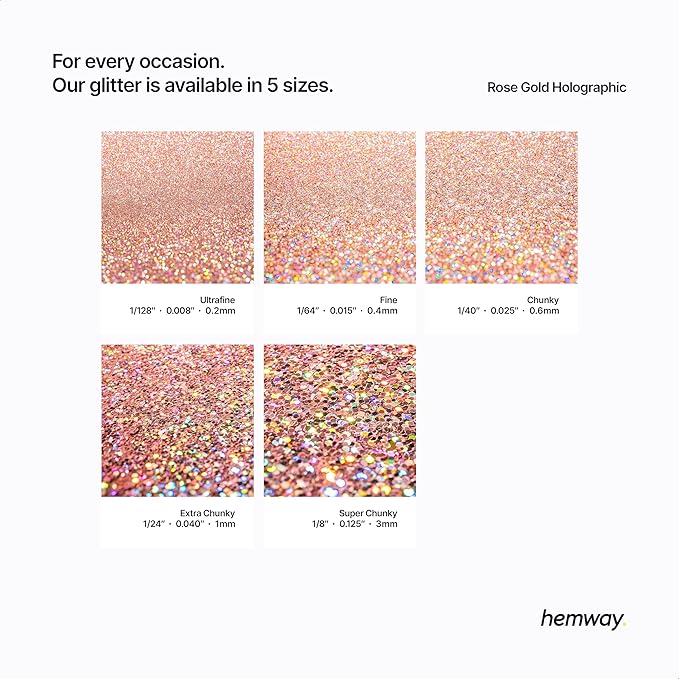 Hemway Eco Friendly Biodegradable Glitter 100g / 3.5oz Bio Cosmetic Safe Sparkle Vegan for Face, Eyeshadow, Body, Hair, Nail and Festival Makeup, Craft - 1/24" 0.04" 1mm - Rose Gold Holographic