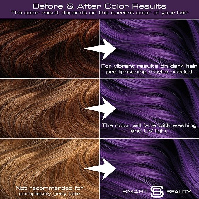 Amethyst Purple Hair Dye Permanent with Anti-Breakage Plex Hair Care, Vegan Hair Dye & Cruelty-Free, 100% Grey Coverage, purple Hair Color, For All Hair Types. Smart Beauty