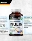 BIO KRAUTER Inulin Powder Capsules - 1200 mg Strength - 250 Count - Fiber Supplement - Chicory Root Fiber Capsules for Digestive Support - Pure Soluble Fiber Supplements - Vegan Inulin Capsules