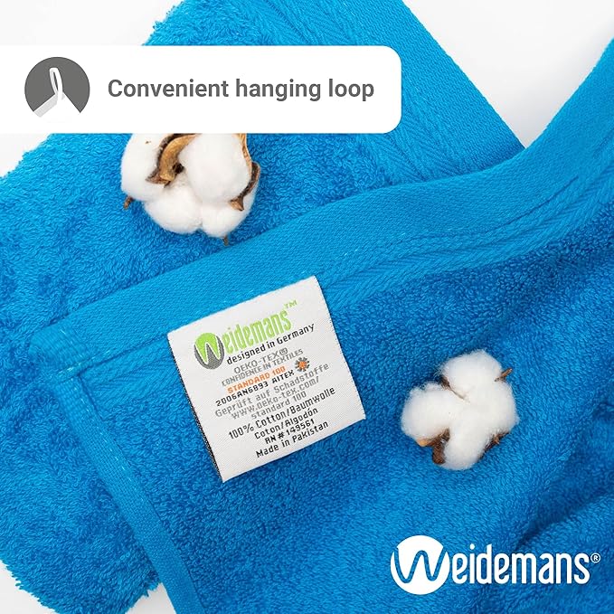 100% Cotton Washcloths Set 13” x 13” | Petrol Towels | Set of 12 Ultra Soft and Highly Absorbent Washcloths Sets for Bathroom, Gym, Hotel, Spa | Machine Washable Face Towel