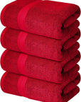 Infinitee Xclusives Luxury 100% Ring-Spun Cotton Bath Towels Set of 4 (27x54 inches) – Soft, Absorbent & Quick-Drying Towels for Bathroom, Gym, Spa & Hotel Use (Burgundy, Bath Towels)
