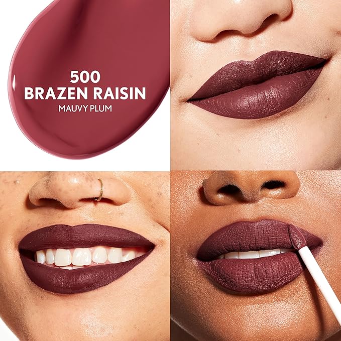 COVERGIRL Outlast Forever Velvet Pigment, 500 Brazen Raisin, Matte Lipstick, Vegan Formula, Easy to Use, Glides on Effortlessly, Long-Lasting, Perfect Color, 0.30oz