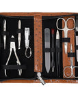 3 Swords Germany – brand quality 12 piece manicure pedicure grooming kit set for professional finger & toe nail care with ostrich synthetic leather case - Made in Germany