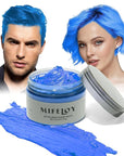 Temporary Blue Hair Color Wax 4.23 oz, Instant Natural Hairstyle Cream Dye, Disposable Coloring Mud for Men Women Youth, Washable Styling Pomades, Party Cosplay DIY Halloween