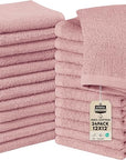 Utopia Towels 24 Pack Cotton Washcloths Set, 100% Ring Spun Cotton, Premium Quality Flannel Face Cloths, Highly Absorbent and Soft Feel Fingertip Towels, Dusty Pink