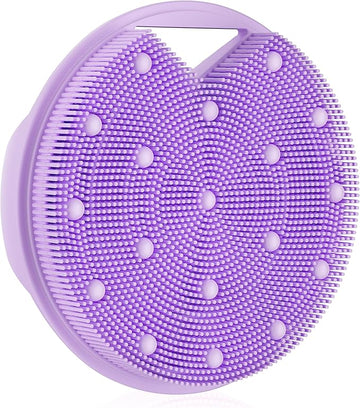 Lymphatic Drainage Silicone Body Scrubber for Shower - Exfoliating Silicone Loofah with Zinc Infused and Stiff Massage Nodes，for Improving Skin Health and Reduces Acne -Purple
