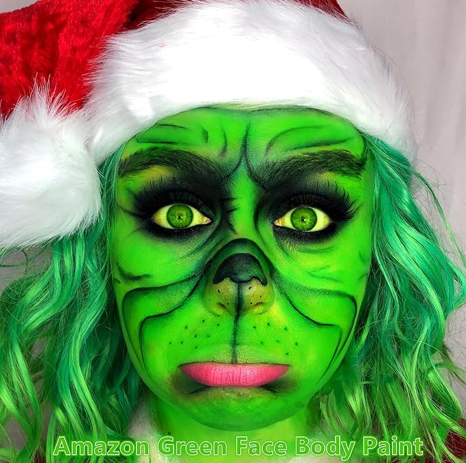 Go Ho Amazon Green Face Paint Stick,Water Based Washable Face Paint Makeup Stick,Non-toxic Full-coverage Cream Body Paint for Adults Children Halloween Cosplay SFX Hulk Gamora Makeup