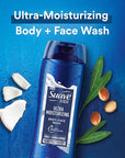 Suave Men Ultra Moisturizing Body & Face Wash, Shea & Sandlwood Scent, No Parabens, No Phtahaltes, 18 Oz Pack of 6