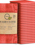 Softolle 100% Cotton Washcloths 24 Pack (12x12 Inches) Soft, Highly Absorbent Washcloth, Face Towels, Wash Cloths for Face, Ring Spun, Bulk Pack (Coral)