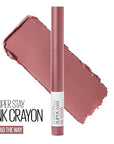 Maybelline Super Stay Ink Crayon Lipstick Makeup, Precision Tip Matte Lip Crayon with Built-in Sharpener, Longwear Up To 8Hrs, Lead The Way, Pink Beige, 1 Count