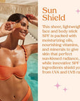 Kopari Sun Shield On-The-Glow Sheer Sunscreen Stick SPF 40, Sweat and Water Resistant Roll On Sunscreen For Face and Body with Vitamin E and Bisobolol, 1oz