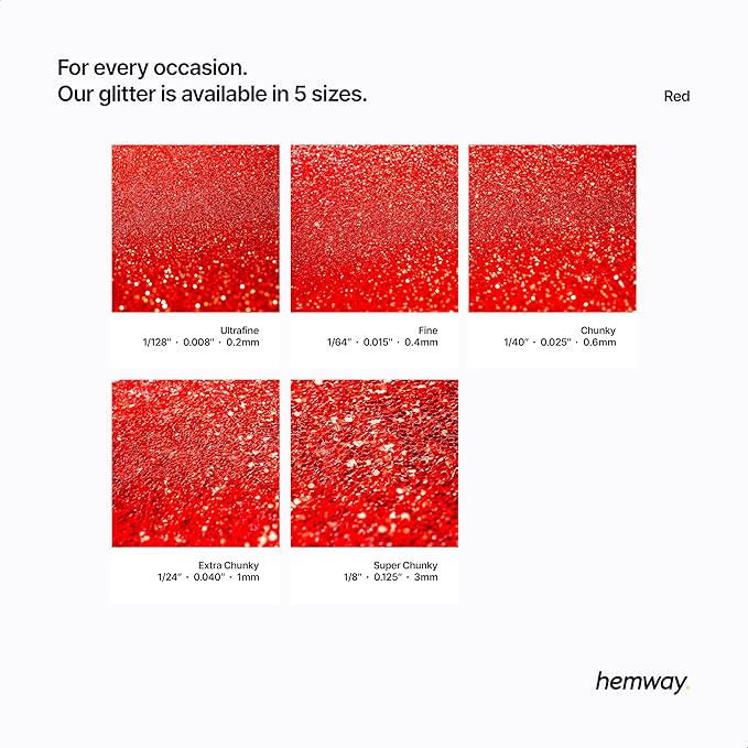 Hemway Eco Friendly Biodegradable Glitter 100g / 3.5oz Bio Cosmetic Safe Sparkle Vegan for Face, Eyeshadow, Body, Hair, Nail and Festival Makeup, Craft - Fine (1/64" 0.015" 0.4mm) - Red