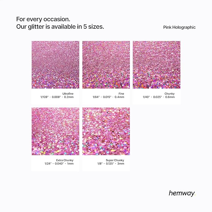 Hemway Eco Friendly Biodegradable Glitter 100g / 3.5oz Bio Cosmetic Safe Sparkle Vegan for Face, Eyeshadow, Body, Hair, Nail and Festival Makeup - Chunky (1/40" 0.025" 0.6mm) - Rose Pink Holographic