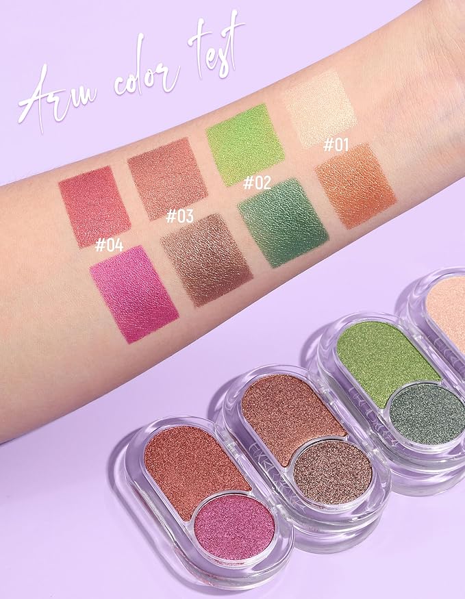 Erinde Purple Eyeshadow Palette Duo - Burgundy Purple Maroon Shimmer Metallic Glitter Eye Shadow Makeup Palette, Long Lasting Waterproof Blendable Crease Proof Warm Red Tones Christmas Makeup, 04