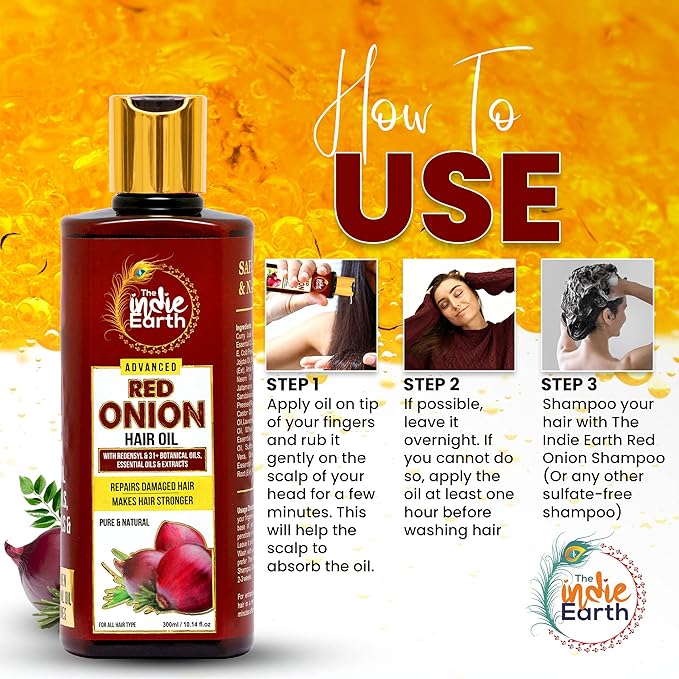 Advanced Red Onion Hair Growth Oil with Redensyl – Infused with 31+ Powerful Natural Herbs & Extracts Including Bhringraj, Tea Tree, Rosemary, Jojoba & Argan Oil - Anti Hair Fall & Hair Regrowth Oil