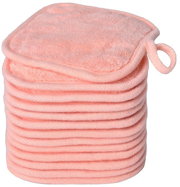 Makeup Remover Cloths for Face, Eye, Lips - Reusable Makeup Remover Pads Soft Microfiber Facial Cleansing Cloths 5 x 5 inch 12 Pack (Coral)