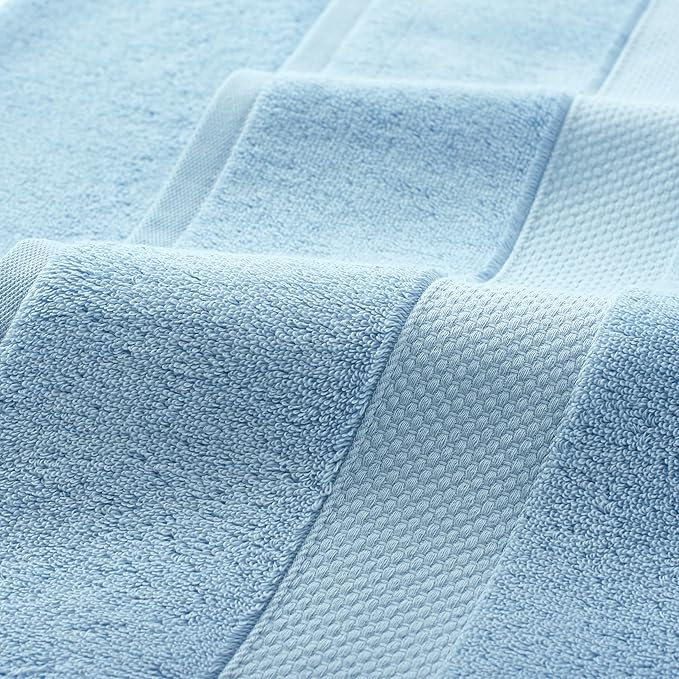 Aston & Arden Egyptian Bath Towel Set - Oversized Ultra Soft Thick & Absorbent, 100% Ringspun Egyptian Cotton Bathroom Towel for Spa, Hotel, 600 GSM, Blue