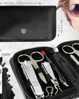 3 Swords Germany – brand quality 8 piece manicure pedicure grooming kit set for professional nail care with synthetic leather case black - Made in Germany
