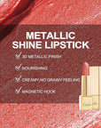 Oulac Coral Pink Lipstick for Women with Metallic 3D Shine Lightweight Hydrating Formula, High Impact Lip Color, Vegan Beauty, Full Coverage Lip Makeup, Christmas Gifts for Women, Nemo Go Home(06)
