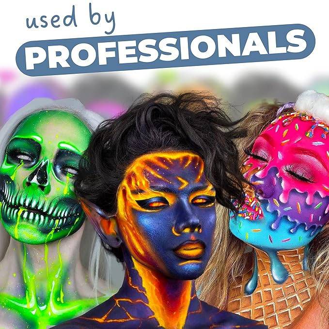 Blue Squid Face Paint Water Based Single Cake Professional Face Paint & Body Paint - Water Activated, Kids Adults Face Painting for Costume, Halloween Makeup, Cosplay - Classic White Face Paint 30g