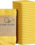 Softolle 100% Cotton Washcloths 24 Pack (12x12 Inches) Soft, Highly Absorbent Washcloth, Face Towels, Wash Cloths for Face, Ring Spun, Bulk Pack (Yellow)