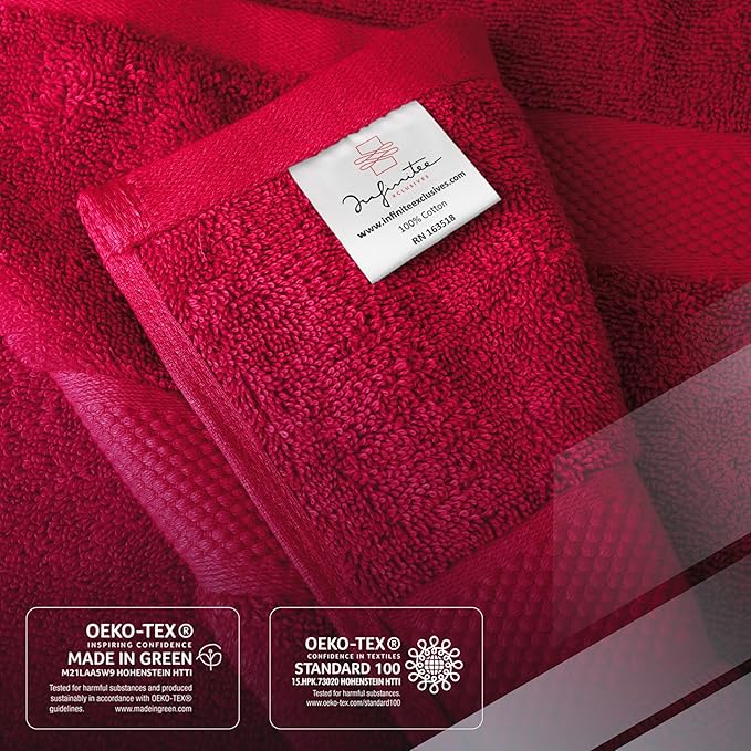 Infinitee Xclusives Luxury 100% Ring-Spun Cotton Bath Towels Set of 4 (27x54 inches) – Soft, Absorbent & Quick-Drying Towels for Bathroom, Gym, Spa & Hotel Use (Burgundy, Bath Towels)
