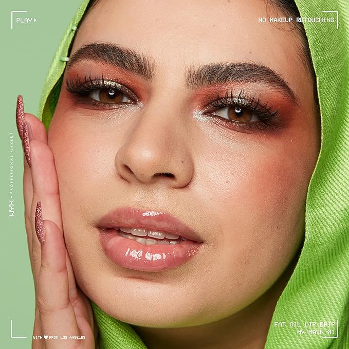 NYX PROFESSIONAL MAKEUP Fat Oil Lip Drip, Moisturizing Lip Oil Gloss, Vegan Tinted Formula, Up to 12 HR Hydration - My Main (Clear)