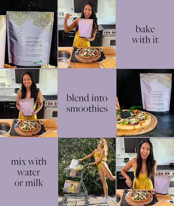 Truvani Vegan Pea Protein Powder | Unflavored | 20g Organic Plant Based Protein | 20 Servings | Keto | Gluten & Dairy Free | Low Carb | No Added Sugar