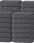 Tens Towels Pack of 24 Washcloths, 12 x 12 Inches, Lighter Weight, Quick to Dry, Super Soft & Absorbent, Gentle Face Towels, Hotel Quality, Perfect for Bathroom, Gym, Spa (Dark Grey, 24 Pack)