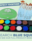 Blue Squid PRO Face Paint - Professional Water Based Single Cake Facepaint & Body Paints - SFX Makeup, Kids Adults Face Painting for Costume, Halloween, Cosplay - Classic Bright Green 90g / 3oz
