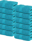 Infinitee Xclusives Luxury Wash Cloths for Showering [13x13] – 100% Cotton Washcloths [Pack of 12], Soft and Absorbent Face Towels for Bathroom Wash Clothes, Gym, and Spa (Serene Teal)