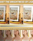 FENNIO Vanity Mirror with Lights 22''x18'' Makeup Mirror with Lights,Lighted Makeup Mirror with 10X Magnification ，Smart Touch Screen with 3-Color Lighting,Dimmable（Square Gold）