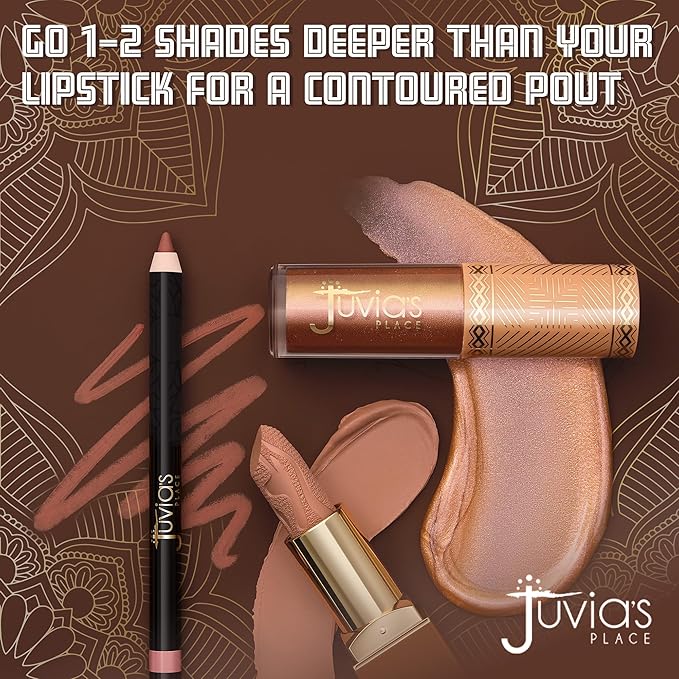 Juvia's Place Long Wear Lip Pencil – Coffee Bean – Waterproof & Kiss-proof, Long Lasting Lip Liner, Smooth Makeup Application - Soft Matte Finish Base for Lipstick - 13 Hours of Wear for Everyday Use