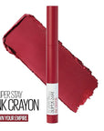 Maybelline Super Stay Ink Crayon Lipstick Makeup, Precision Tip Matte Lip Crayon with Built-in Sharpener, Longwear Up To 8Hrs, Own Your Empire, Blue Red, 1 Count