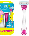 Gillette Venus Tropical Disposable Razors for Women, 3+1 Count, Designed for a Smooth Shave, Tropical Fragrance Scented Handles (Pack of 2)