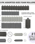 Conair Foam Hair Rollers - Heatless Curlers - Heatless Curls -Foam Rollers - Black & Gray - Assorted Sizes - 48 Count w/storage case