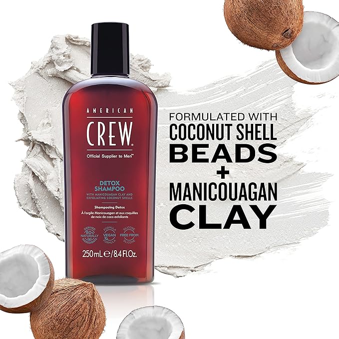 American Crew Detox Shampoo for Men, Naturally Derived, Vegan Formula, Citrus Mint Fragrance, 8.45 Fl Oz