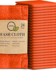 Softolle 100% Cotton Washcloths 24 Pack (12x12 Inches) Soft, Highly Absorbent Washcloth, Face Towels, Wash Cloths for Face, Ring Spun, Bulk Pack (Orange, 24 Pack)